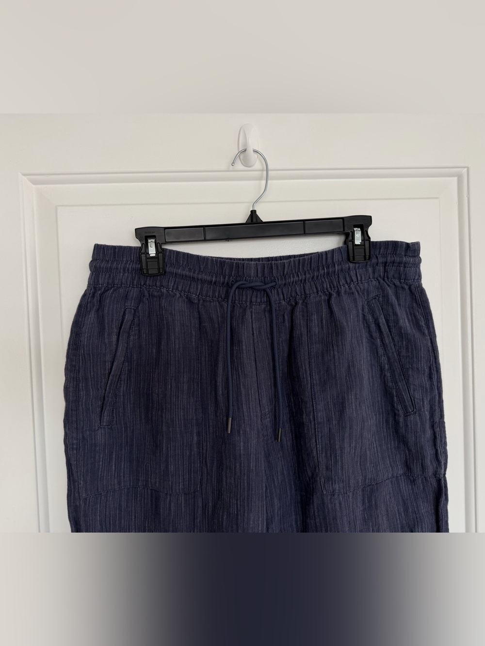 Athleta Linen Wide Leg Chambray Pants Zip Pockets Leg Slit Cabo Med Resort - Picture 2 of 7